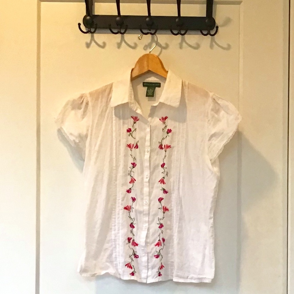 White Embroidered Blouse size Medium